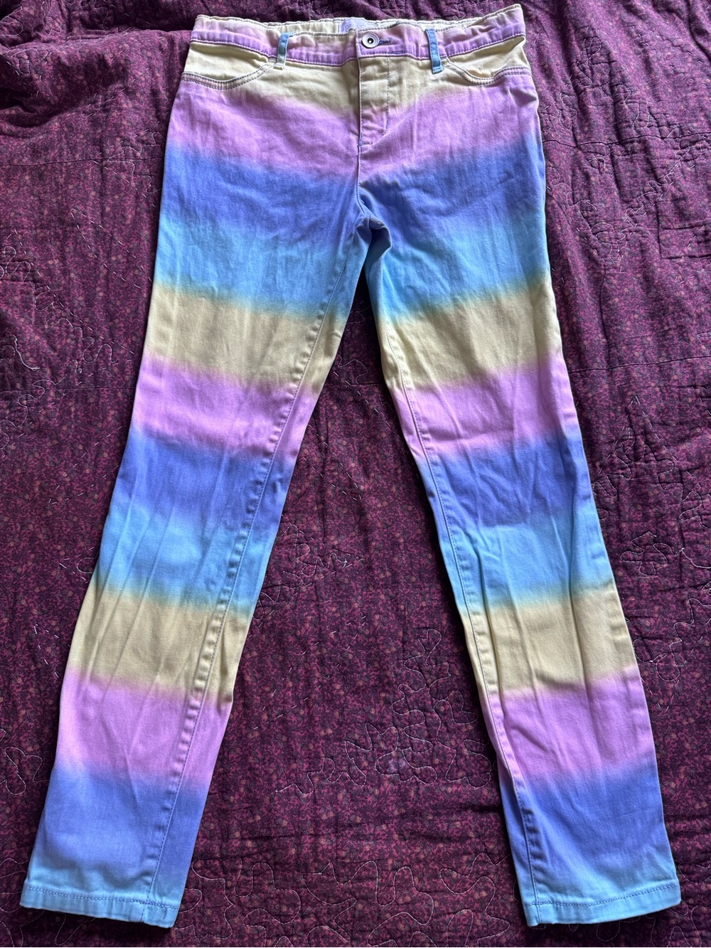 Place Women’s Ombre Skinny Jeans - Lavender, Blue, Cream